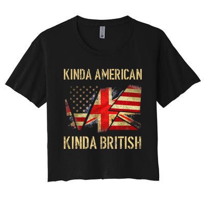 Kinda American Kinda British Dual Citizenship US UK Flag  Women's Crop Top Tee