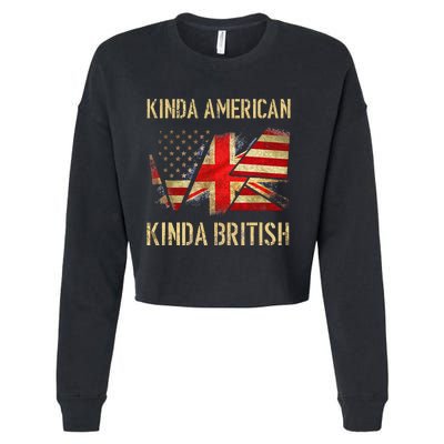 Kinda American Kinda British Dual Citizenship US UK Flag  Cropped Pullover Crew