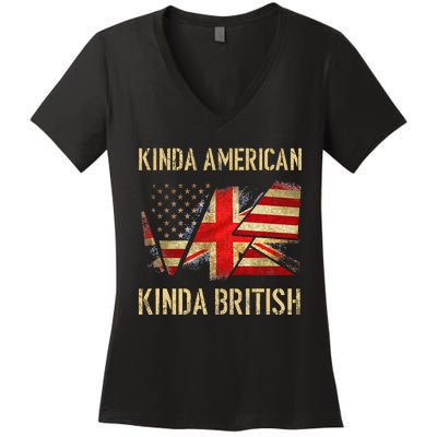 Kinda American Kinda British Dual Citizenship US UK Flag  Women's V-Neck T-Shirt