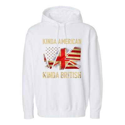 Kinda American Kinda British Dual Citizenship US UK Flag  Garment-Dyed Fleece Hoodie