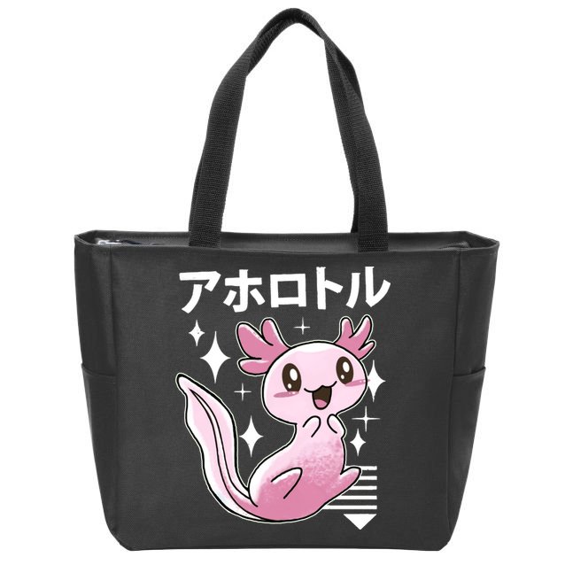 Kawaii Axolotl Zip Tote Bag