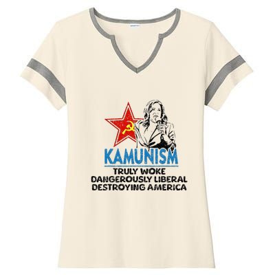 Kammunism Anti Kamala Vote Trump 2024 Political Ladies Halftime Notch Neck Tee