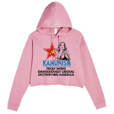 Kammunism Anti Kamala Vote Trump 2024 Political Crop Fleece Hoodie