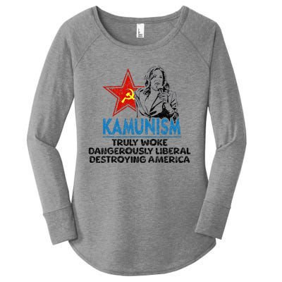 Kammunism Anti Kamala Vote Trump 2024 Political Women's Perfect Tri Tunic Long Sleeve Shirt