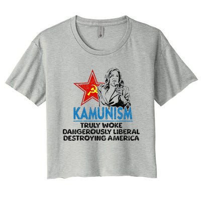 Kammunism Anti Kamala Vote Trump 2024 Political Women's Crop Top Tee