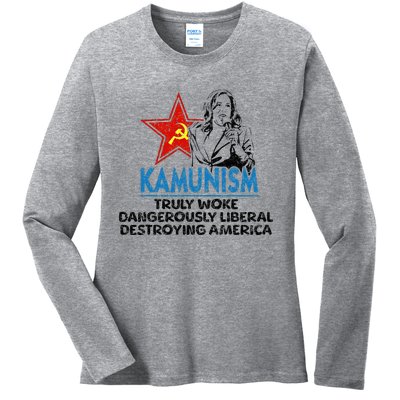 Kammunism Anti Kamala Vote Trump 2024 Political Ladies Long Sleeve Shirt