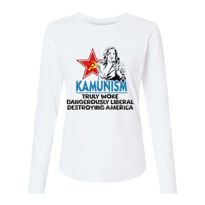 Kammunism Anti Kamala Vote Trump 2024 Political Womens Cotton Relaxed Long Sleeve T-Shirt