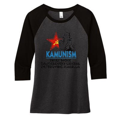 Kammunism Anti Kamala Vote Trump 2024 Political Women's Tri-Blend 3/4-Sleeve Raglan Shirt