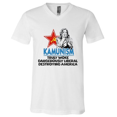 Kammunism Anti Kamala Vote Trump 2024 Funny Political V-Neck T-Shirt