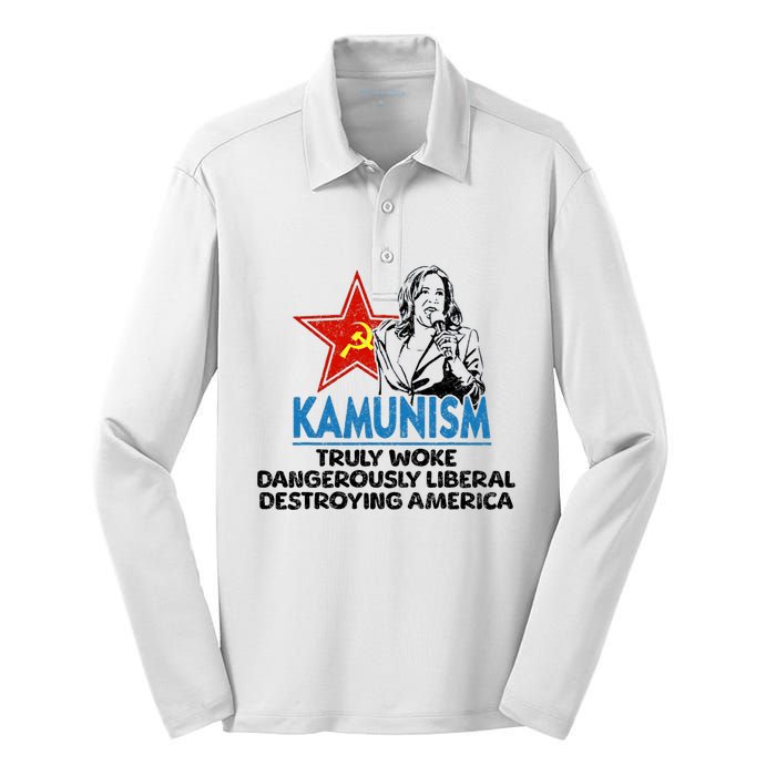 Kammunism Anti Kamala Vote Trump 2024 Funny Political Silk Touch Performance Long Sleeve Polo