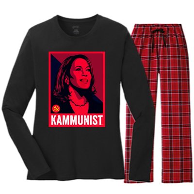 Kamunist Anti Kamala Harris Funny Election 2024 Women's Long Sleeve Flannel Pajama Set 