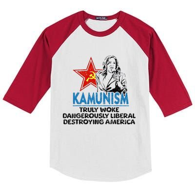 Kammunism Anti Kamala Vote Trump 2024 Kids Colorblock Raglan Jersey