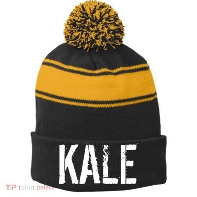 Kale Vegan Vegetarian Funny Parody Stripe Pom Pom Beanie