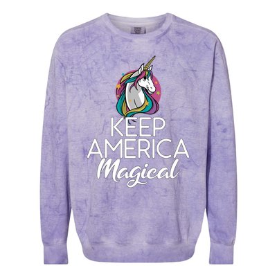 Keep America Magical Unicorn 4th Of July Gift Colorblast Crewneck Sweatshirt