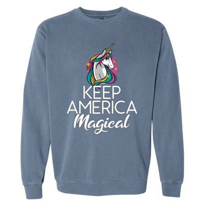 Keep America Magical Unicorn 4th Of July Gift Garment-Dyed Sweatshirt