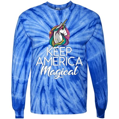 Keep America Magical Unicorn 4th Of July Gift Tie-Dye Long Sleeve Shirt