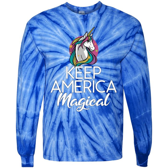 Keep America Magical Unicorn 4th Of July Gift Tie-Dye Long Sleeve Shirt