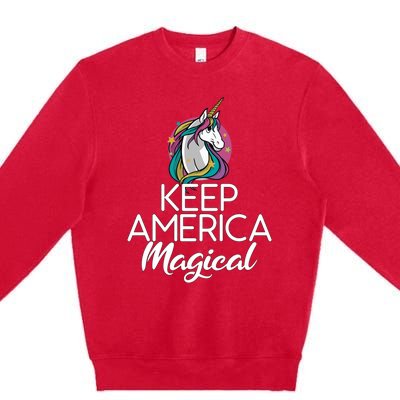 Keep America Magical Unicorn 4th Of July Gift Premium Crewneck Sweatshirt