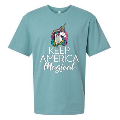 Keep America Magical Unicorn 4th Of July Gift Sueded Cloud Jersey T-Shirt