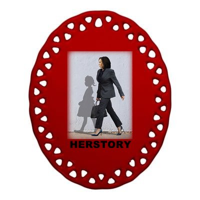 Kamala Harris Herstory Making History Ceramic Oval Ornament