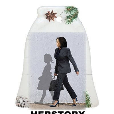 Kamala Harris Herstory Making History Ceramic Bell Ornament