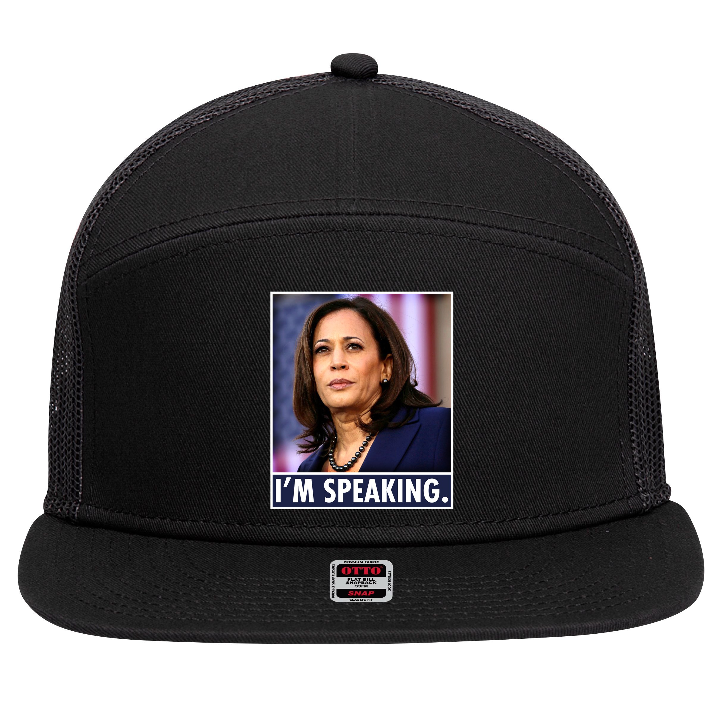 Kamala Harris I'm Speaking Vice President Debate Quote 7 Panel Mesh Trucker Snapback Hat