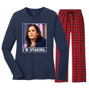 Kamala Harris I'm Speaking Vice President Debate Quote Women's Long Sleeve Flannel Pajama Set 