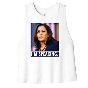 Kamala Harris I'm Speaking Vice President Debate Quote Women's Racerback Cropped Tank