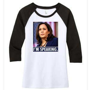 Kamala Harris I'm Speaking Vice President Debate Quote Women's Tri-Blend 3/4-Sleeve Raglan Shirt