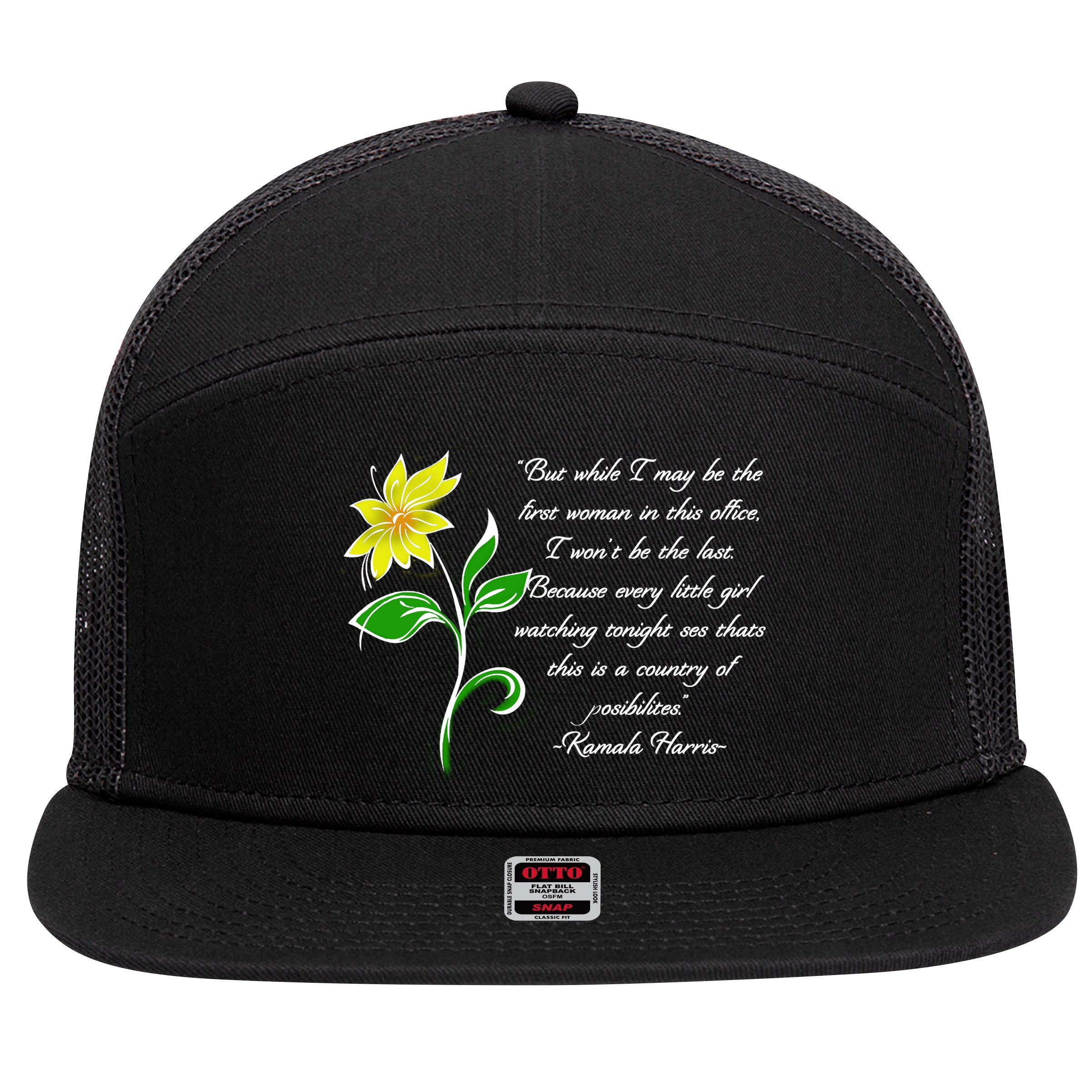 Kamala Harris Inspiring Quote 7 Panel Mesh Trucker Snapback Hat
