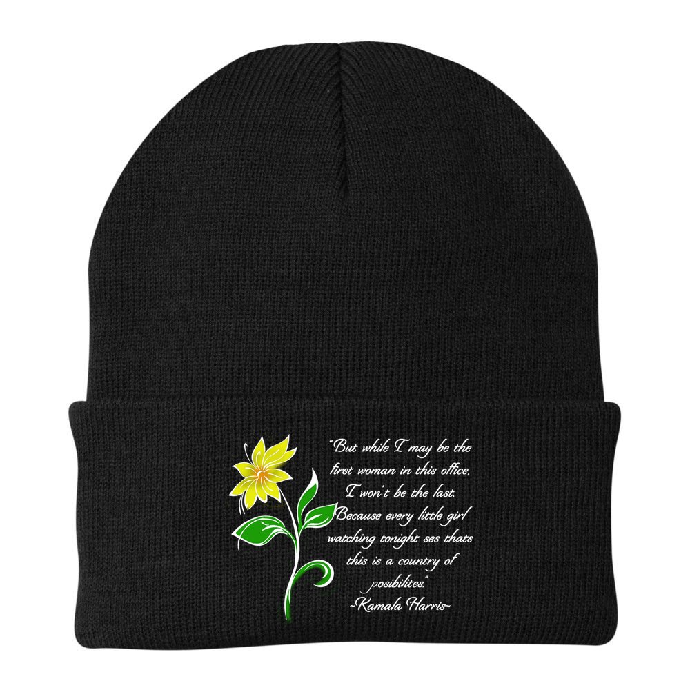 Kamala Harris Inspiring Quote Beanie