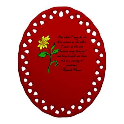 Kamala Harris Inspiring Quote Ceramic Oval Ornament