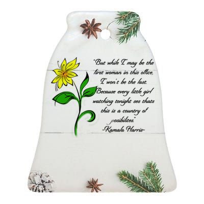 Kamala Harris Inspiring Quote Ceramic Bell Ornament