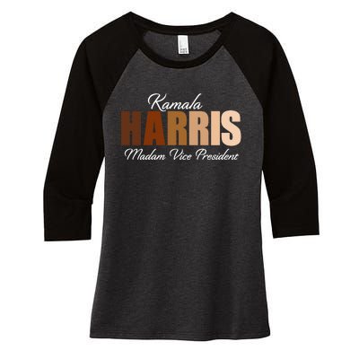 Kamala Harris Madam Vice President Women's Tri-Blend 3/4-Sleeve Raglan Shirt