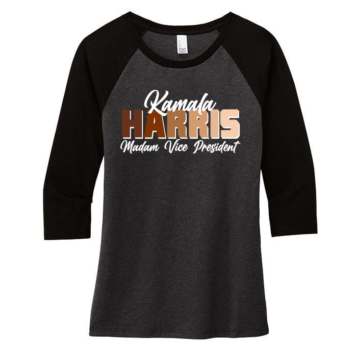 Kamala Harris Madam Vice President Diversity Women's Tri-Blend 3/4-Sleeve Raglan Shirt