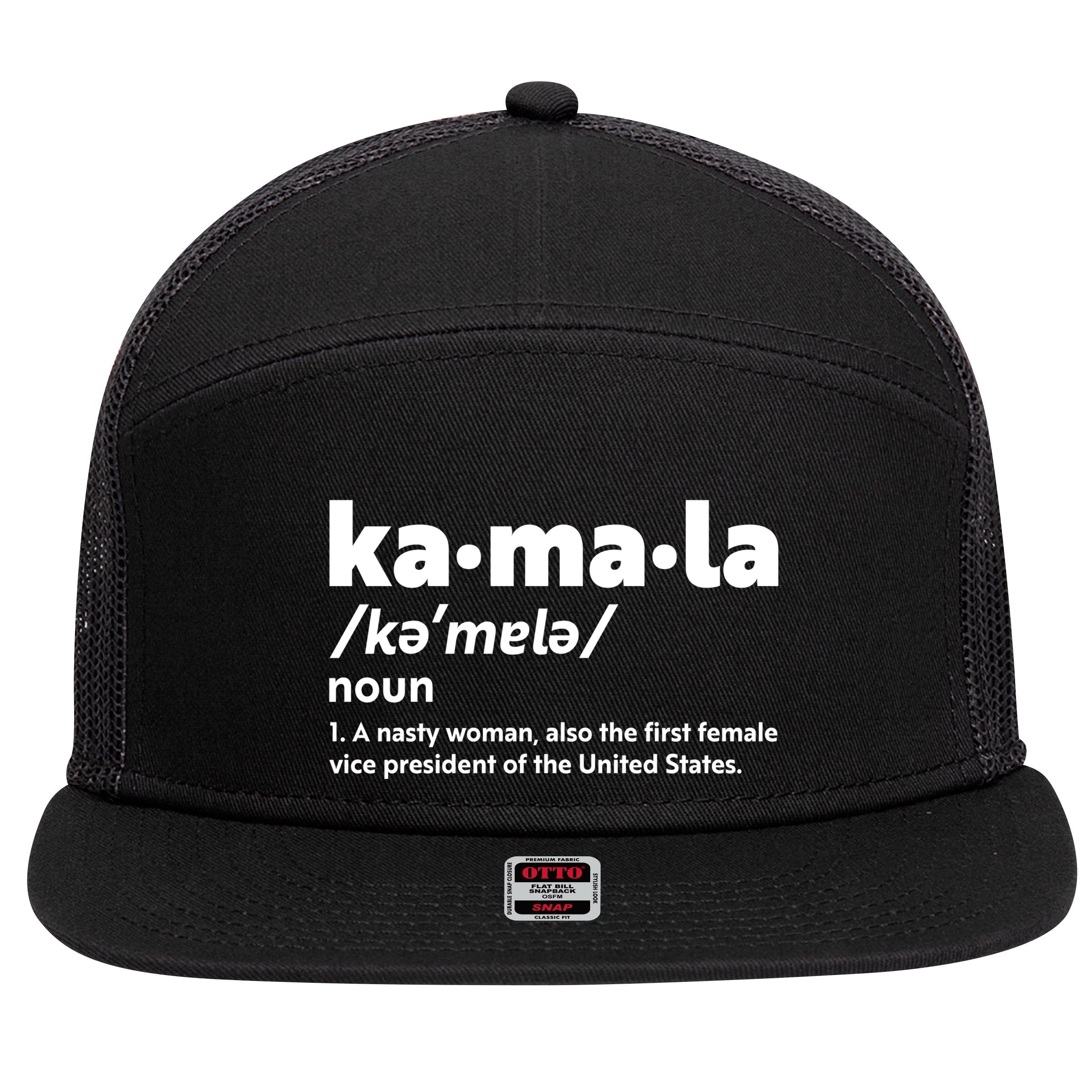 Kamala Harris Name Definition Vice President 7 Panel Mesh Trucker Snapback Hat