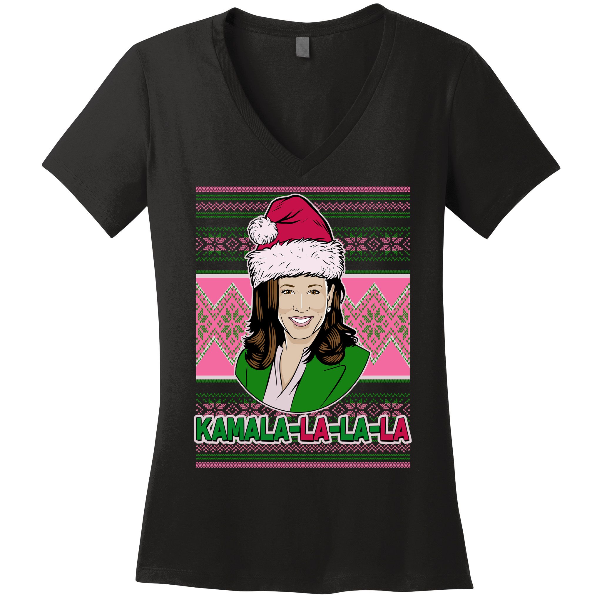 Kamala La La La  AKA Ugly Christmas Sweater Women's V-Neck T-Shirt