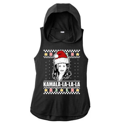 Kamala La La La Ugly Christmas Sweater Ladies PosiCharge Tri-Blend Wicking Draft Hoodie Tank