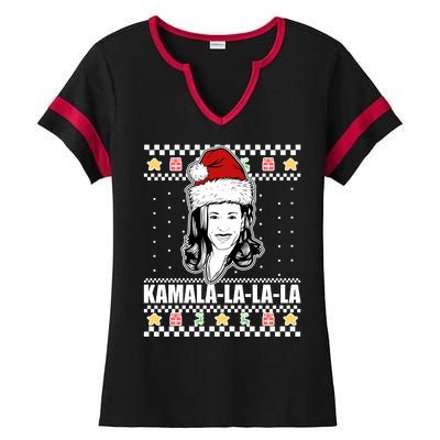 Kamala La La La Ugly Christmas Sweater Ladies Halftime Notch Neck Tee