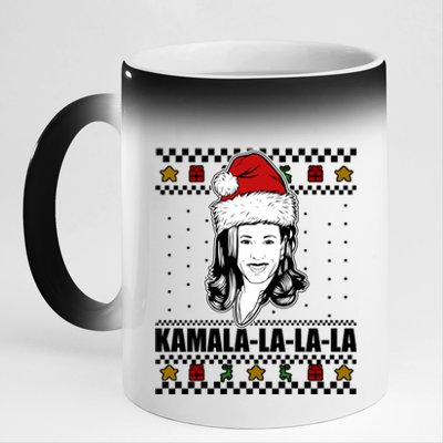 Kamala La La La Ugly Christmas Sweater 11oz Black Color Changing Mug