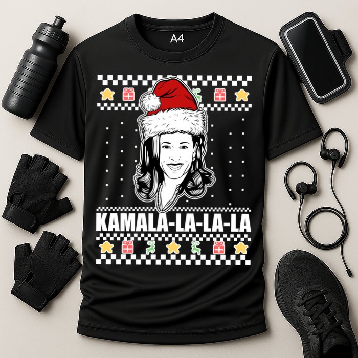 Kamala La La La Ugly Christmas Sweater Cooling Performance Crew T-Shirt