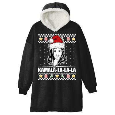 Kamala La La La Ugly Christmas Sweater Hooded Wearable Blanket