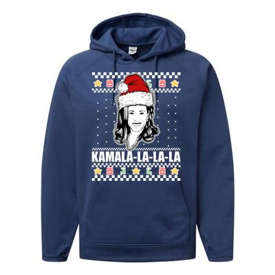 Kamala La La La Ugly Christmas Sweater Performance Fleece Hoodie