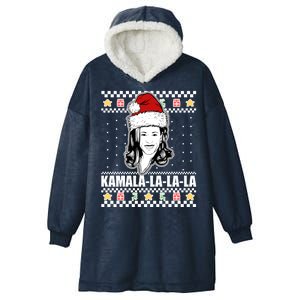 Kamala La La La Ugly Christmas Sweater Hooded Wearable Blanket