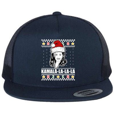 Kamala La La La Ugly Christmas Sweater Flat Bill Trucker Hat