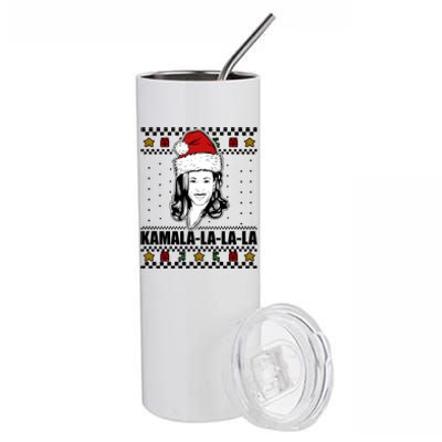 Kamala La La La Ugly Christmas Sweater Stainless Steel Tumbler