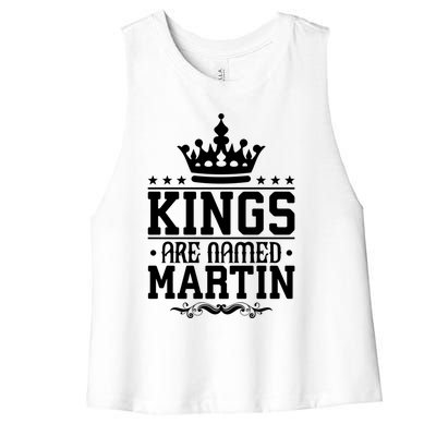 Kings Are Named Martin Personalized Name Joke Funny Cool Gift Women's Racerback Cropped Tank