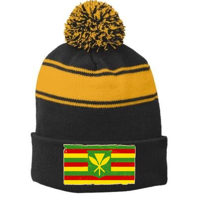 Kanaka Maoli Flag  Stripe Pom Pom Beanie