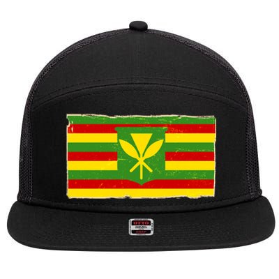 Kanaka Maoli Flag  7 Panel Mesh Trucker Snapback Hat