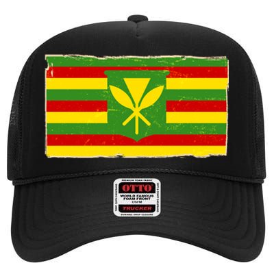 Kanaka Maoli Flag  High Crown Mesh Back Trucker Hat